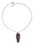 Ivory Tag Purple Crystal Necklace with Silver Vine Setting