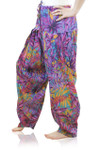 Indian Clothing Women's Full Length Patiala Dancer Pants Faded Purple Foliage Print, with Scarf åäÌÝÌÕ Side