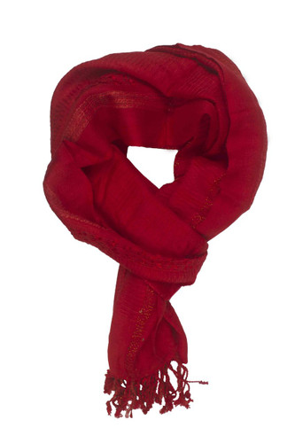 In-Sattva Colors - Decorative Border Scarf Stole Wrap - Deep Red In-Sattva Colors - Decorative Border Scarf Stole Wrap - Deep Red