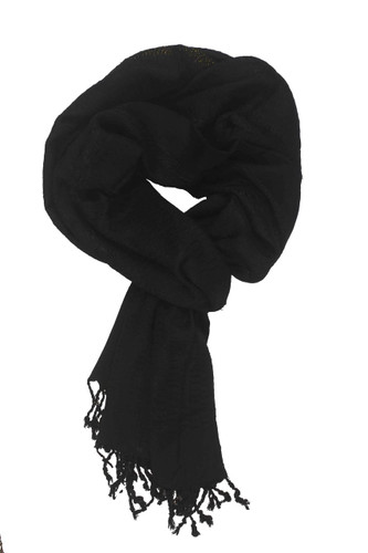In-Sattva Colors - Decorative Border Scarf Stole Wrap - Black In-Sattva Colors - Decorative Border Scarf Stole Wrap - Black