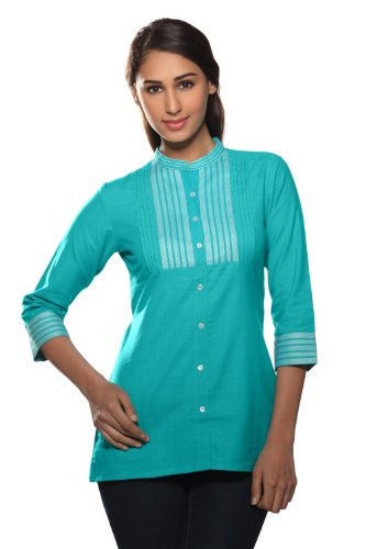 Code:1403160-Flax Cotton With Ikkat Border- Price INR:890/- | Kurta neck  design, Kurta designs, Kurti designs party wear