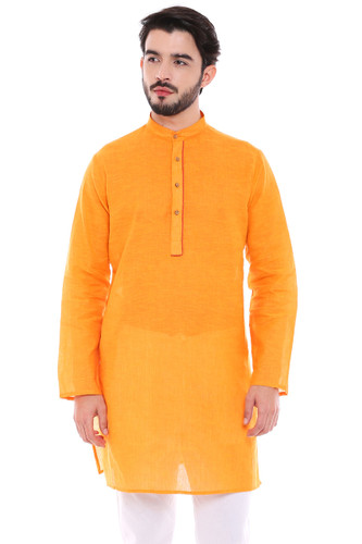 Men's Indian Classic Mustard Kurta Tunic - Front | In-Sattva
