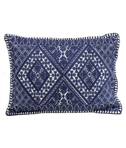 In-Sattva Navy Symmetrical Embroidered Cushion Cover and Pillow 14 X 20 In-Sattva Navy Symmetrical Embroidered Cushion Cover and Pillow 14 X 20