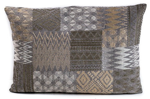 In-Sattva Quilt Patchwork Embroidered Wool Cushion Cover and Pillow 14 X 20