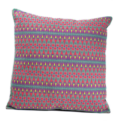 In-Sattva Multi-color Contemporary Embroidered Cushion Cover and Pillow 20 X 20 In-Sattva Multi-color Contemporary Embroidered Cushion Cover and Pillow 20 X 20