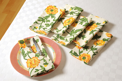 In-Sattva Home Sunflower Print 100% Cotton Soft Touch Feel Table Napkin Set In-Sattva Home Sunflower Print 100% Cotton Soft Touch Feel Table Napkin Set