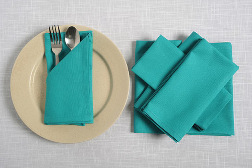 In-Sattva Home 100% Pure Cotton Solid Color Soft Touch Feel Table Napkin Set Aqua
