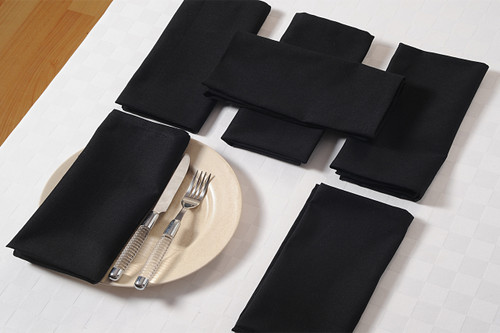 In-Sattva Home 100% Pure Cotton Solid Color Soft Touch Feel Table Napkin Set Black