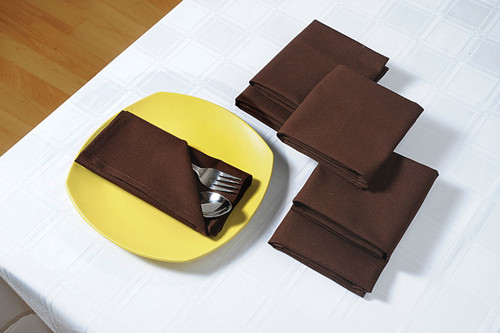 In-Sattva Home 100% Pure Cotton Solid Color Soft Touch Feel Table Napkin Set Choco