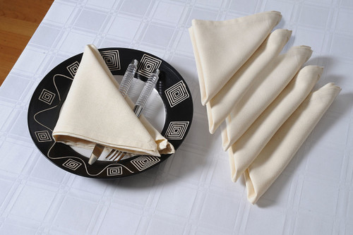 Rangeene Home 100% Pure Cotton Solid Color Soft Touch Feel Table Napkin Set Cream