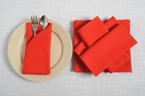 In-Sattva Home 100% Pure Cotton Solid Color Soft Touch Feel Table Napkin Set Red