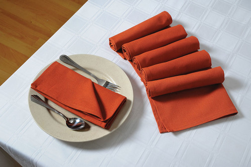 In-Sattva Home 100% Pure Cotton Solid Color Soft Touch Feel Table Napkin Set Rust