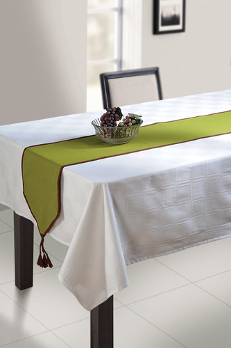 In-Sattva Home 100% Cotton Solid Table Runner and Dresser Scarves with Fringe for Family, Get-Togethers and Everyday Use Green In-Sattva Home 100% Cotton Solid Table Runner and Dresser Scarves with Fringe for Family, Get-Togethers and Everyday Use Green