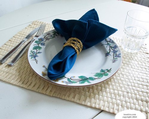 Handmade Artisan Crafted Mesh Metal Dining Napkin Rings Gold