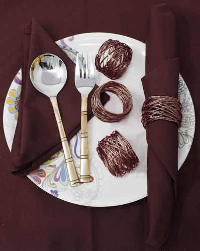 Handmade Artisan Crafted Mesh Metal Dining Napkin Rings Brown Handmade Artisan Crafted Mesh Metal Dining Napkin Rings Brown