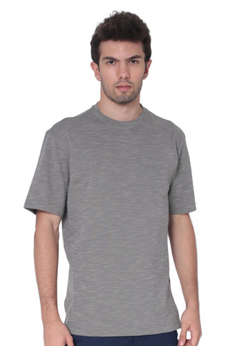 AVA Athletica Men's Round Neck Performance Wear Space Dyed Soft Tee with Pocket Grey