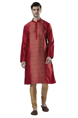 Men's royal maroon kurta pajama set