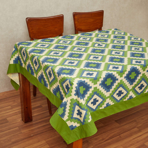 In-Sattva Home 100% Cotton Bohemian Print and Pattern WashableTable Cover Cloth;  Lt Green