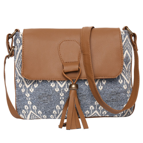 Women's Crossbody Cedar Gray Boho Print w/Tassel