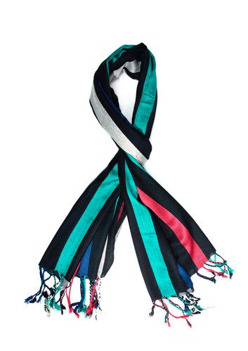 Black Multi-Color Striped Scarf Stole | Standard View