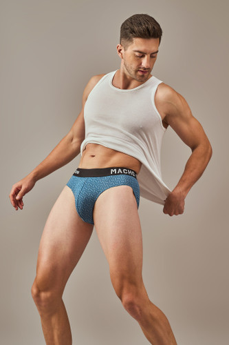 Men's Essentials - Vibrant Vibes Patterned Modal Briefs - Sea Blue