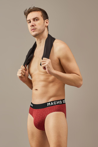 Men's Essentials - Vibrant Vibes Patterned Modal Briefs - Sangria Red