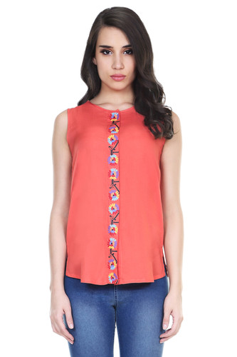 Global Desi Womens Boho Printed Placket Sleeveless Top - Front Global Desi Womens Boho Printed Placket Sleeveless Top - Front