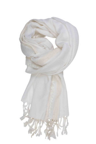 In-Sattva Colors - Decorative Border Scarf Stole Wrap ÛÒ White In-Sattva Colors - Decorative Border Scarf Stole Wrap ÛÒ White