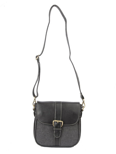 Ivory Tag Black Leather & Twill Crossbody Bag ÛÒ Front Ivory Tag Black Leather & Twill Crossbody Bag ÛÒ Front