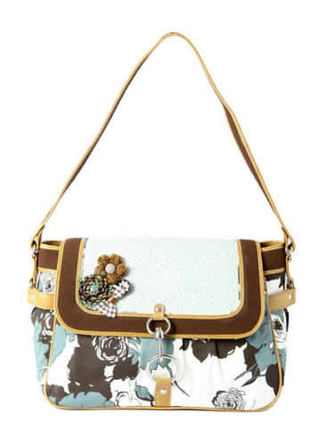 Ivory Tag Leather & Fabric Floral Twirl Handbag ÛÒ Front Ivory Tag Leather & Fabric Floral Twirl Handbag ÛÒ Front