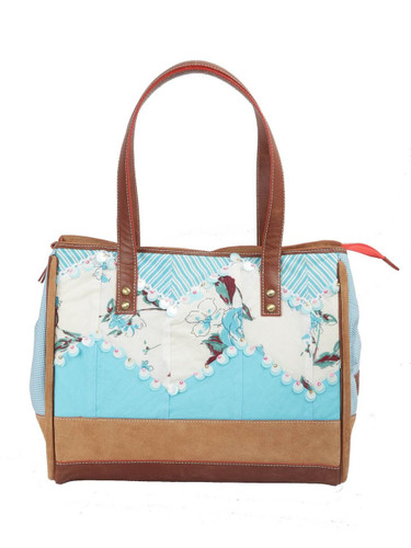 Ivory Tag Sequined Hand Emroidered Turq Zig-Zag Handbag ÛÒ Front