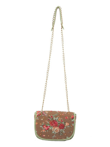 Ivory Tag Leather & Fabric Floral Twirl Handbag: Handbags: Amazon.com