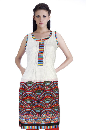 MB Womens Ethnic Semi-Circle Printed Kurta Tunic