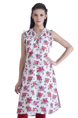 MB Womens Ethnic Rose Printed Kurta Tunic