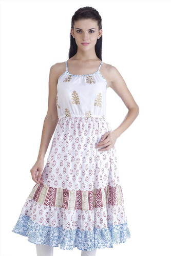 MB Womens Ethnic Block Printed Dress