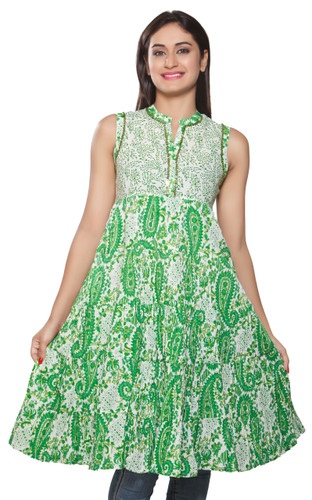 Rangmanch Women's Kurta Tunic - Green Crushed Flare ÌÎÌ_Ì´åÇÌÎÌ__ÌÎÌ_ÌÎ_ÌÎÌ_Ì´åÌÎÌ_ÌÎ_ÌÎÌ_Ì´å« Front