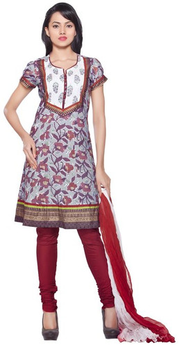Trishaa Women's Salwaar Kameez Set- Floral Print and Contrast Yoke ÛÒ Front Trishaa Women's Salwaar Kameez Set- Floral Print and Contrast Yoke ÛÒ Front