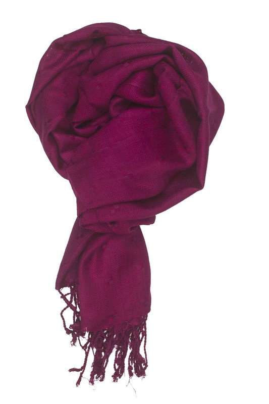 In-Sattva Colors - Woven Square Printed Solid Colored Scarf Stole -Raspberry
