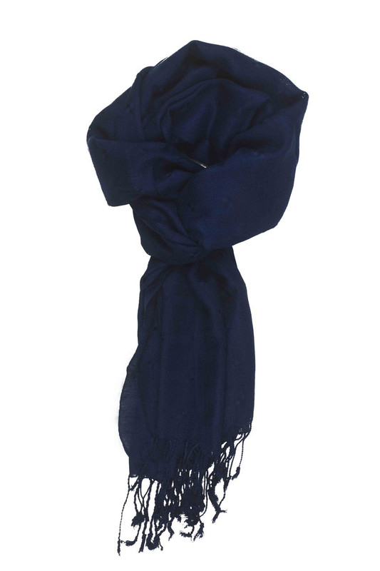 In-Sattva Colors - Woven Square Printed Solid Colored Scarf Stole - Deep Blue