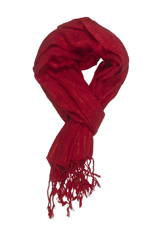 In-Sattva Colors - Decorative Vertical Stripe Embellished Scarf Stole - Red
