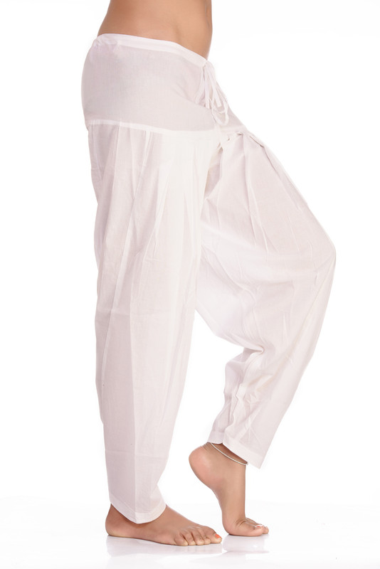 In-Sattva Women's Indian Rich Colored Harem Pants Pure White - In-Sattva