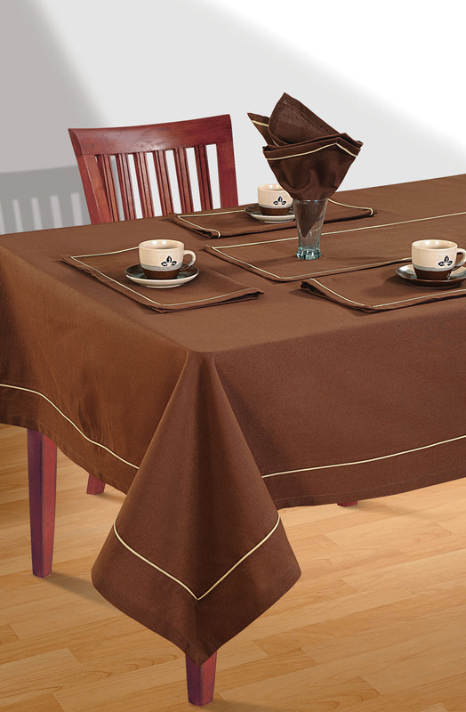 In-Sattva Home 100% Cotton Solid Color Soft Feel Washable Rectangular Table Cover Cloth Chocolate