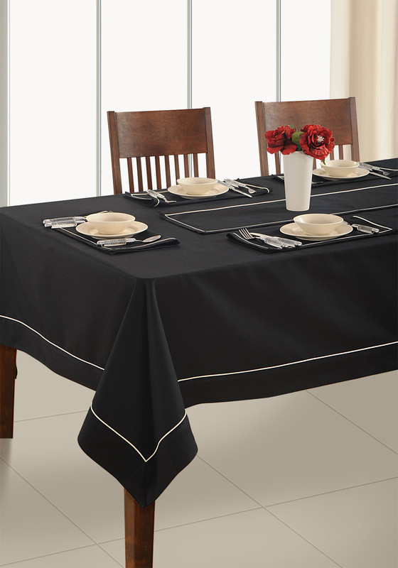 In-Sattva Home 100% Cotton Solid Color Soft Feel Washable Rectangular Table Cover Cloth Black