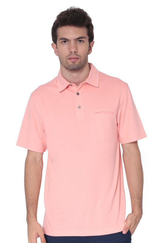 AVA Athletica Men's Classic Polo Quick-Dry Golf, Tennis, T-Shirt with Pocket Peach