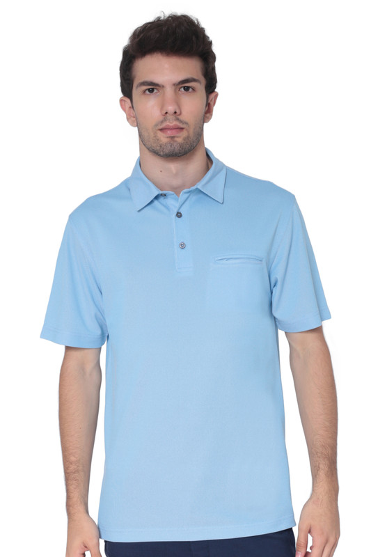 AVA Athletica Men's Classic Polo Quick-Dry Golf, Tennis, T-Shirt with Pocket Light Blue