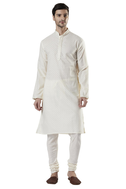 Ethnix Men's Indian Classic Embroidered Collar Placket Kurta Tunic Pajama Combo