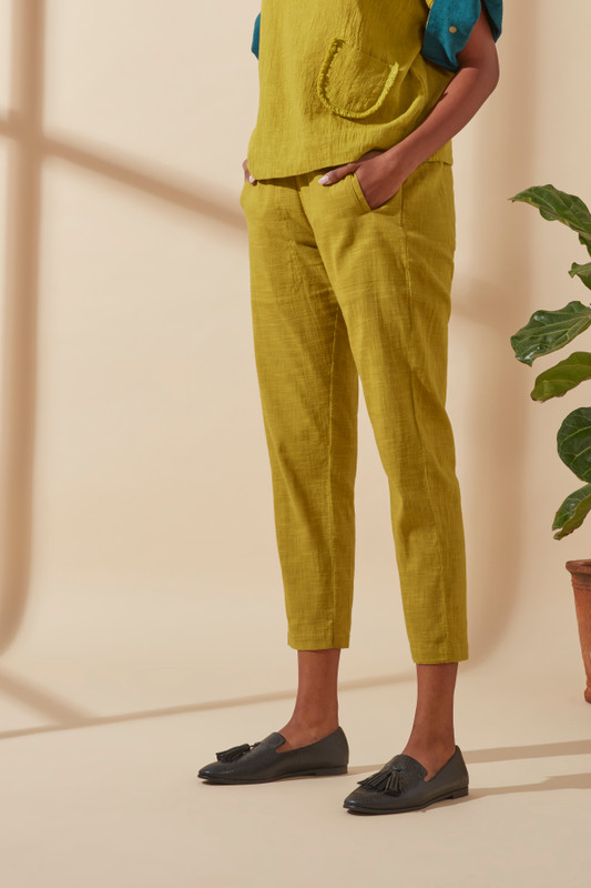 Women's Bohemian Classic 100% Cotton Straight-Fit Mustard Pants