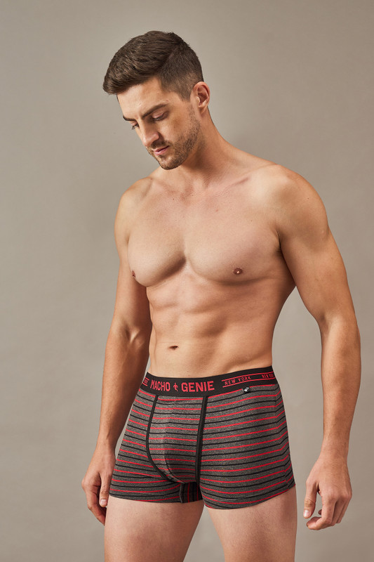 Men's Essentials - Luxe Premium Cotton Striped Trunks - Midnight Crimson