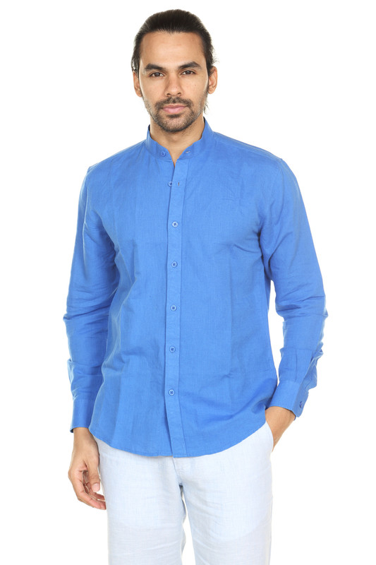 Men's Button down Shirt with Mandarin Collar - In-Sattva