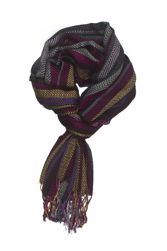 In-Sattva Colors - Vertical Stripes Scarf Stole Wrap - Dark Purple